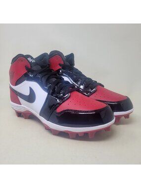 Nike Air Jordan 1 Mid TD Cleat 'Bred Toe’ Men’s Size 10.5 FJ6805-601
